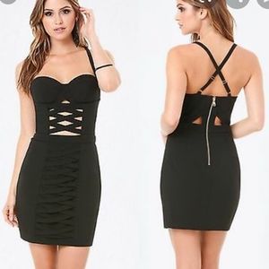 Bebe Black Strappy Cutout Bodycon Mini Dress
